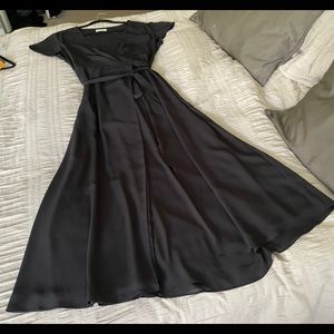 Aritzia Babaton Slit Wrap Dress Floor length Black size Large